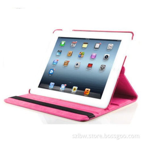 Hot Pink Case for Apple iPad 2 3 4, 360 Degree Rotating PU Leather Cover Stand